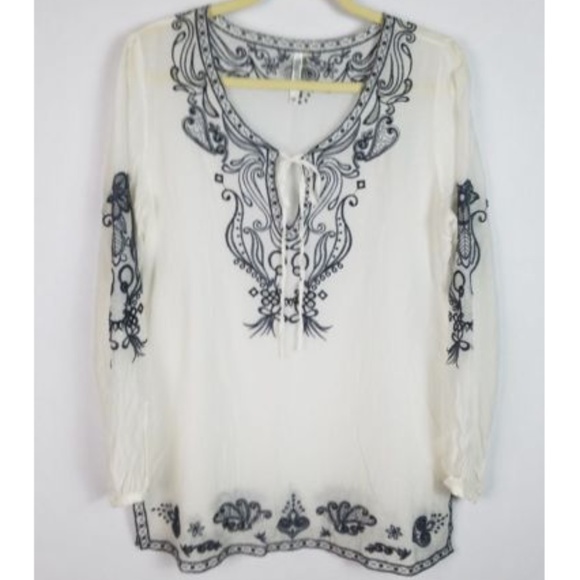Monoreno Boho Peasant Tunic Blouse - Picture 1 of 8
